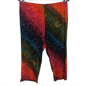 Bright & Bold Women's 3X Cropped Pants Flare Leg Rainbow Print 🖤🧡💙💚💖